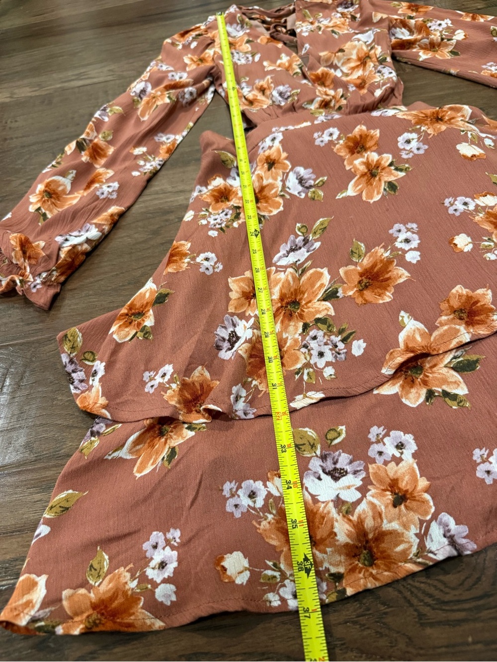Altar'd State Rust Floral Ruffle Mini Dress - Size Large - Boho Open Back - Picture 4 of 10